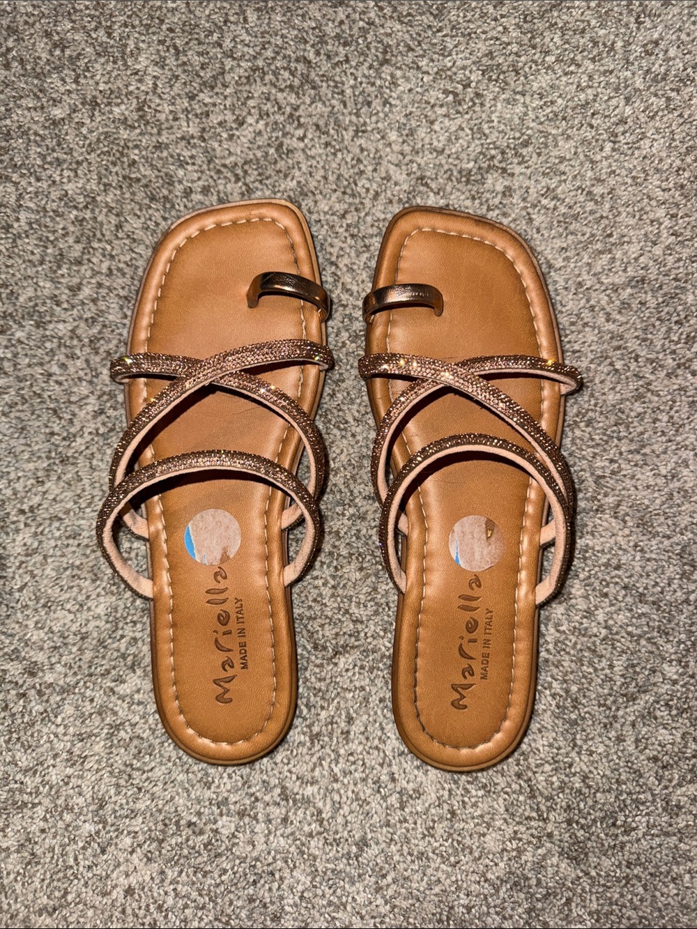 Rose Gold Crystal Strappy Sandals